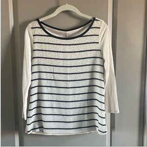 LOFT - cream and black shirt. 3/4 length sleeve. Only worn a few times.